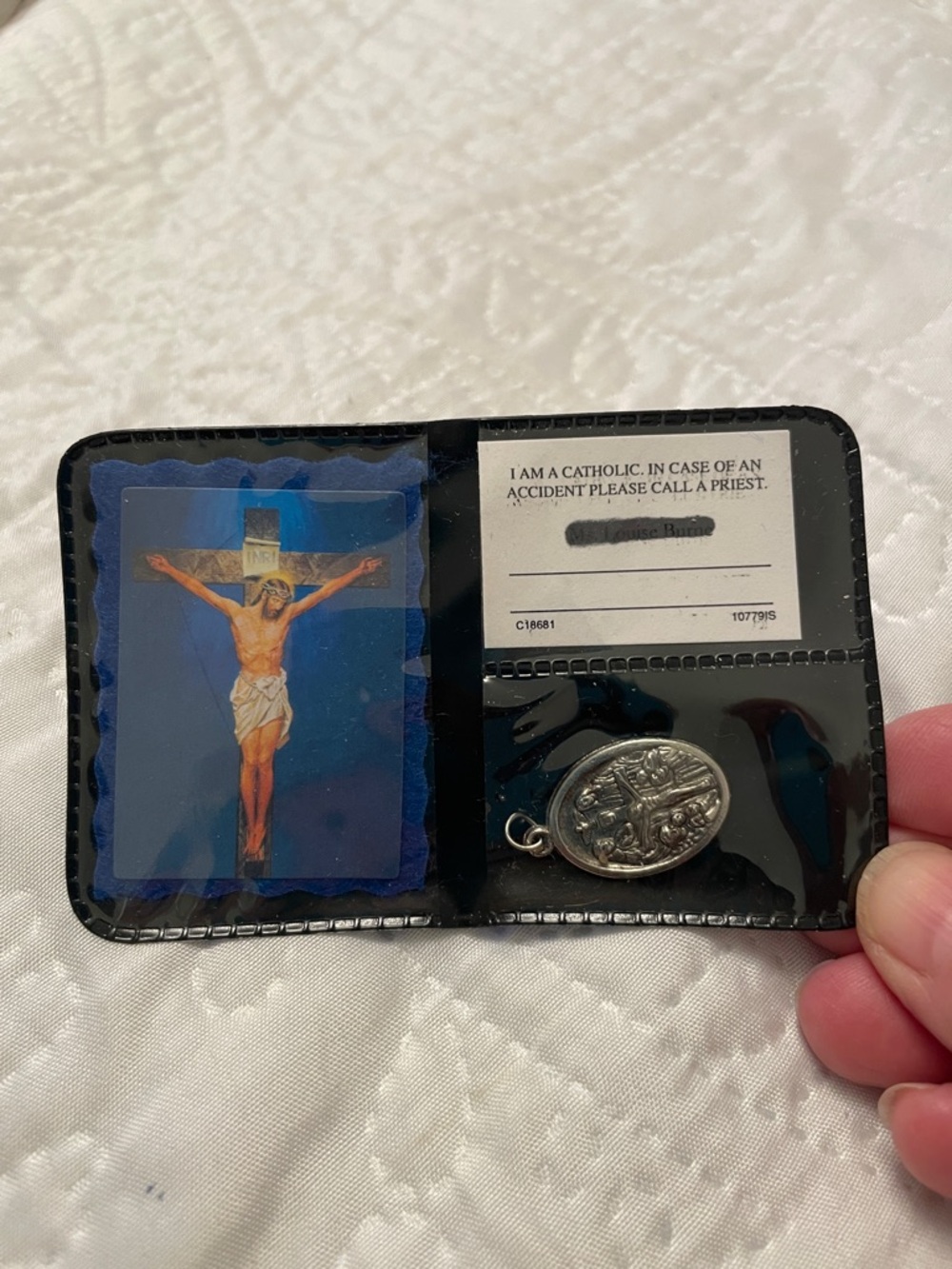 Vintage Religious Catholic ID Card & Charm in Case of Accident or Emergency